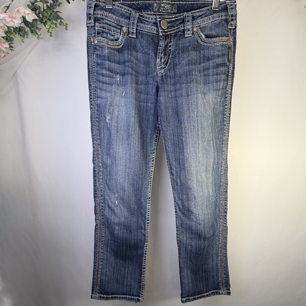 Silver Jeans Twisted Capri Women's W27 Dark Wash Stretch Mid Rise Denim